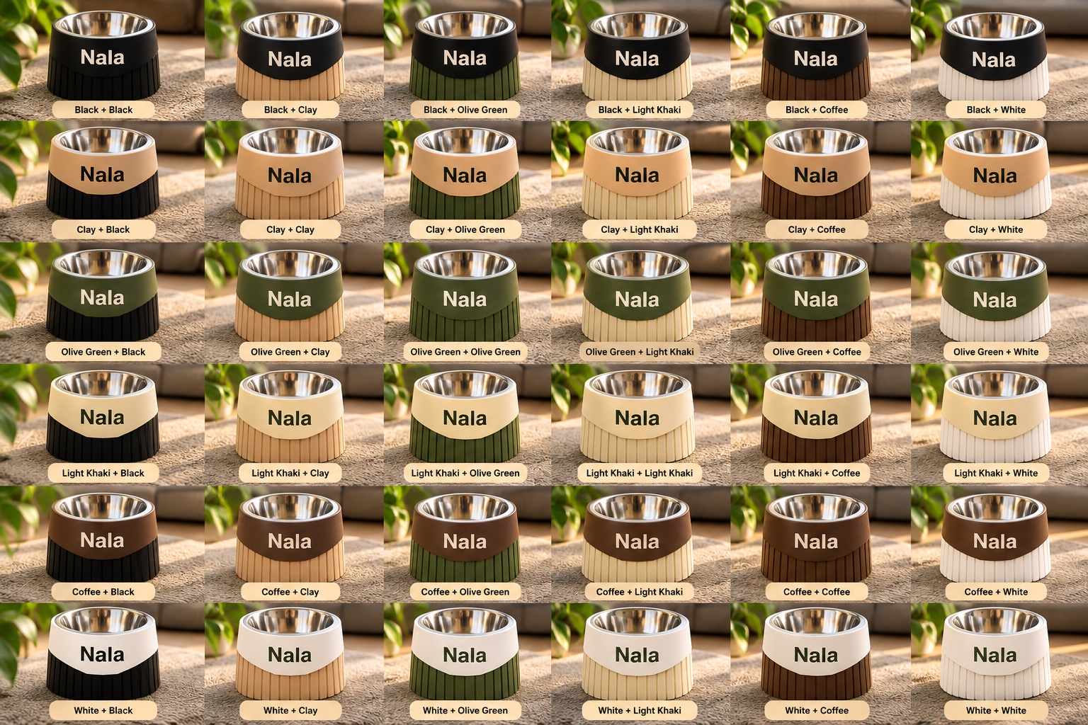 All colour combinations for the small dog bowl