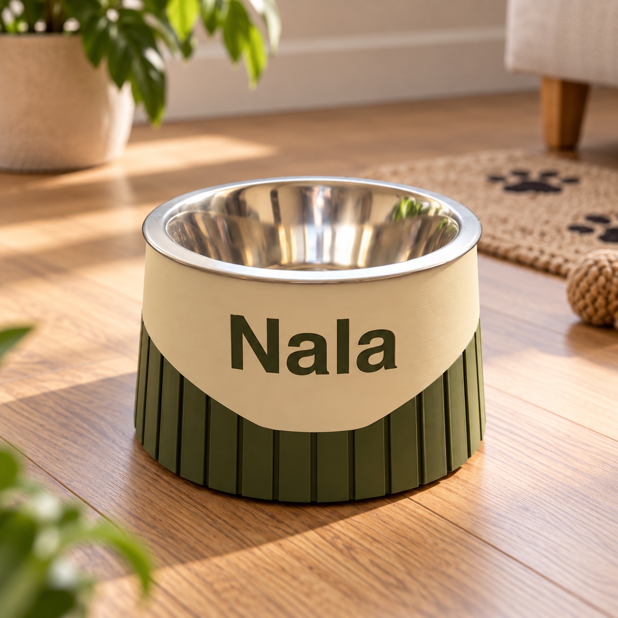 Personalised small dog bowl with the name Nala